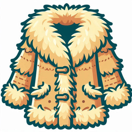 Illustration of a fur coat on isolated white background done in cartoon style.のイラスト素材