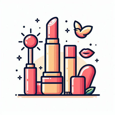 Lipstick, lipstick, lipstick, lipstick. Vector illustration.のイラスト素材