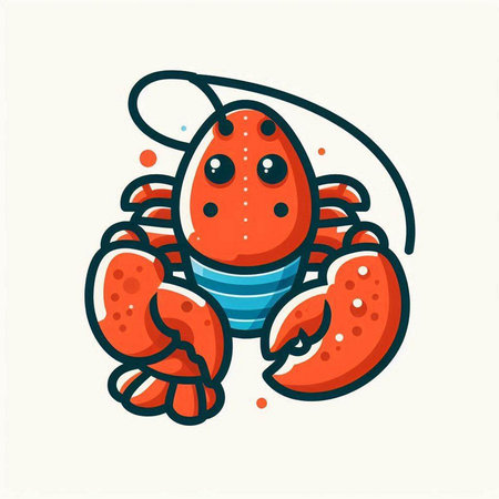 Cute cartoon lobster. Vector illustration. Isolated on white background.のイラスト素材