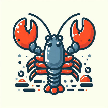 Lobster vector icon. Cute cartoon illustration of lobster.のイラスト素材