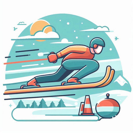 Snowboarder on a snowboard. Winter sport. Vector illustration.のイラスト素材