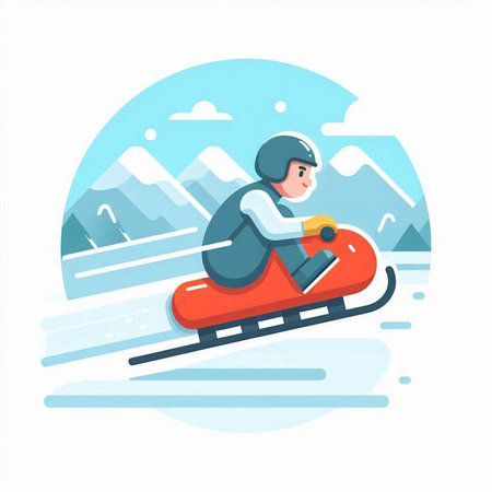 Snowboarder riding a snowmobile. Winter sport. Vector illustrationのイラスト素材