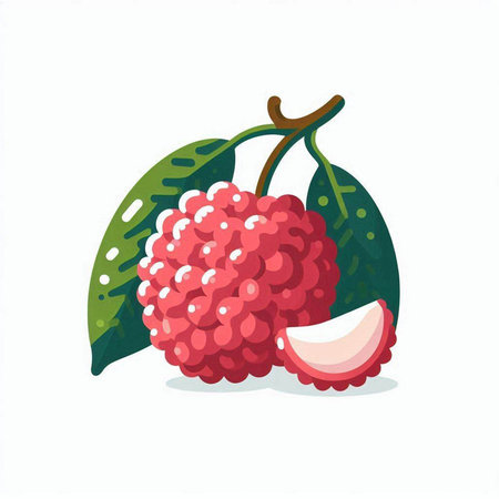 Lychee fruit isolated on a white background. Vector illustration.のイラスト素材