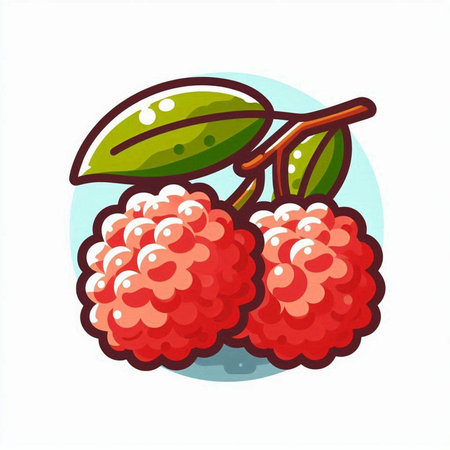 Raspberry icon. Vector illustration of a raspberry on a white background.のイラスト素材