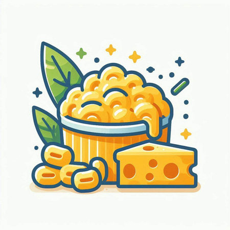 Illustration of macaroni and cheese. Vector illustration of macaroni.のイラスト素材