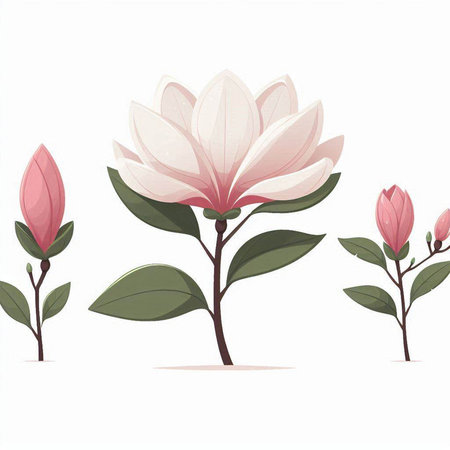 Magnolia flowers on white background, vector illustration, eps10のイラスト素材