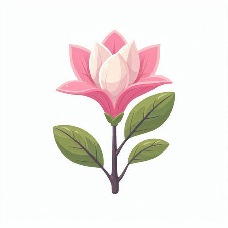 Magnolia flower isolated on white background. Hand drawn vector illustration.のイラスト素材