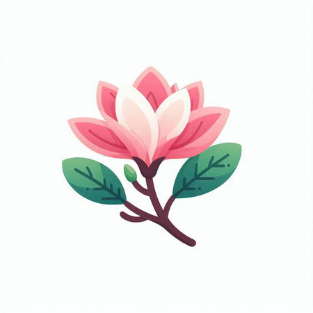 Magnolia flower icon. Vector illustration isolated on a white background.のイラスト素材