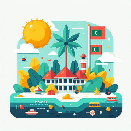Flat design modern vector illustration concept of summer travel and tourism.のイラスト素材