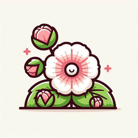 Cute flower card. Vector illustration in cartoon style. Flat design.のイラスト素材
