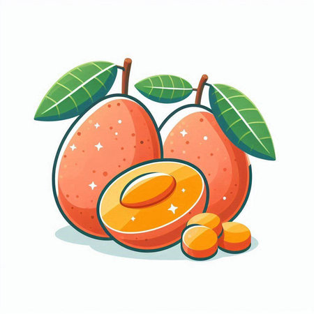 Mango fruit vector illustration isolated on white background. Mango fruit icon.のイラスト素材