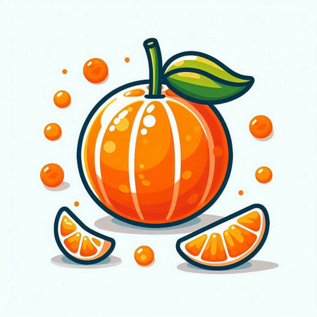 Orange fruit icon. Cartoon illustration of orange fruit vector icon for web designのイラスト素材