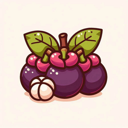 Mangosteen fruit icon. Vector illustration of mangosteen fruitのイラスト素材