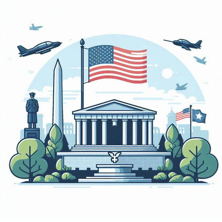 Vector illustration of the United States of America Memorial in Washington DC, USA.のイラスト素材