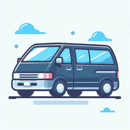 Vector illustration of a van on a light background. Flat style.のイラスト素材