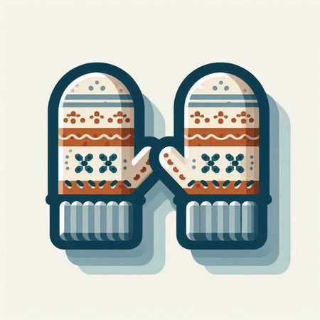 Winter mittens. Vector illustration in flat style. Mittens icon.のイラスト素材