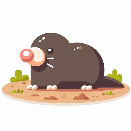 Mole on the ground. Vector illustration of a cartoon mole.のイラスト素材