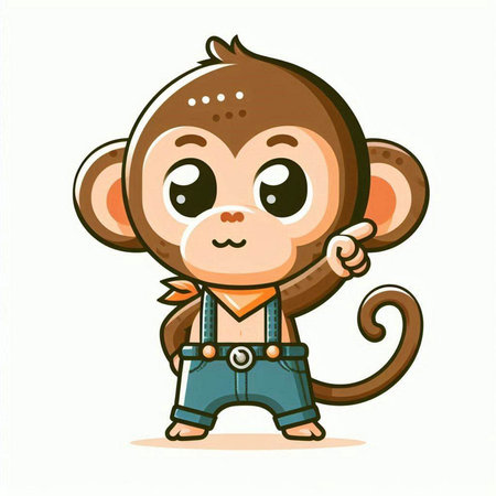 Cute cartoon monkey. Vector illustration isolated on a white background.のイラスト素材