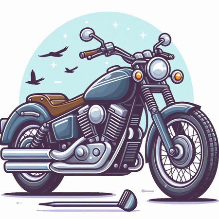 Vector illustration of vintage chopper motorbike. Motorcycle icon.のイラスト素材