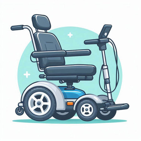 Wheelchair for disabled person. Vector illustration in flat cartoon style.のイラスト素材