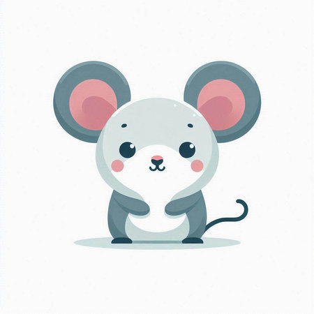 Cute cartoon mouse isolated on white background. Vector stock illustration.のイラスト素材