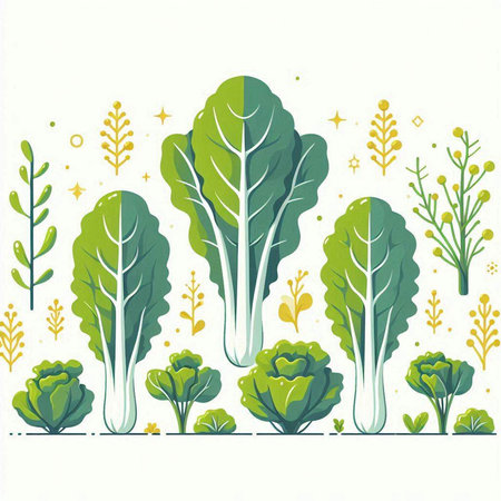 Vector illustration of fresh lettuce in a flat style. Healthy food concept.のイラスト素材