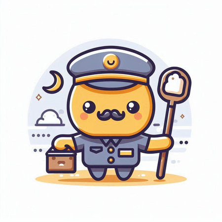 Policeman character vector illustration. Cute cartoon policeman character.のイラスト素材