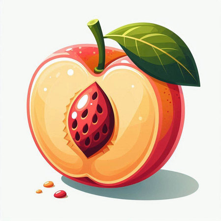 Peach. Vector illustration. Isolated on a white background.のイラスト素材