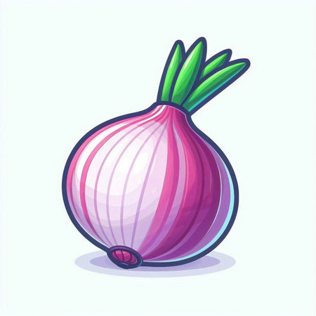 Illustration of a fresh onion on a white background. Vector illustrationのイラスト素材