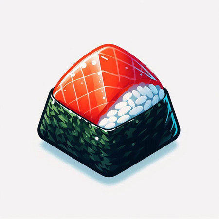 Illustration of a sushi roll on a white background - digitally renderedのイラスト素材