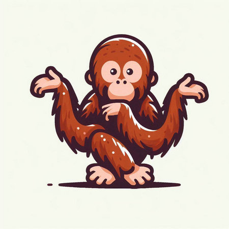 Monkey cartoon vector illustration. Vector illustration of a funny monkey.のイラスト素材