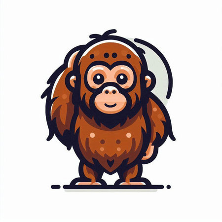 Monkey cartoon vector illustration on white background. Hand drawn monkey character.のイラスト素材