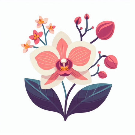 Orchid flower vector illustration. Isolated on white background. Vector illustration.のイラスト素材