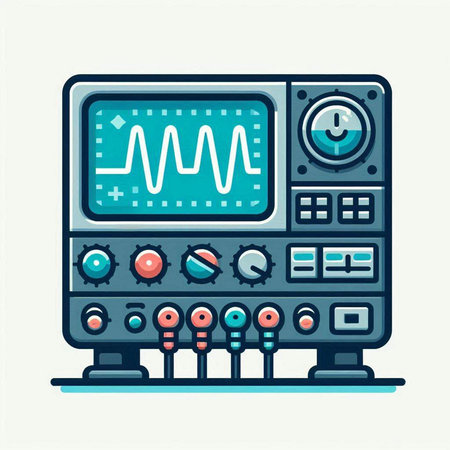 Vector illustration of an electronic oscilloscope. Modern flat style design.のイラスト素材