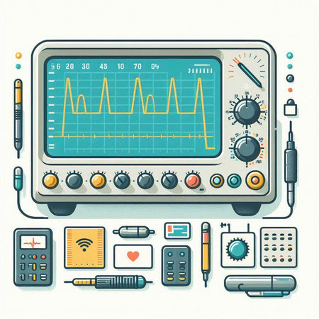Electrocardiogram in flat style. Medical equipment. Vector illustrationのイラスト素材
