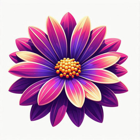 Illustration of a beautiful purple daisy flower on a white backgroundのイラスト素材