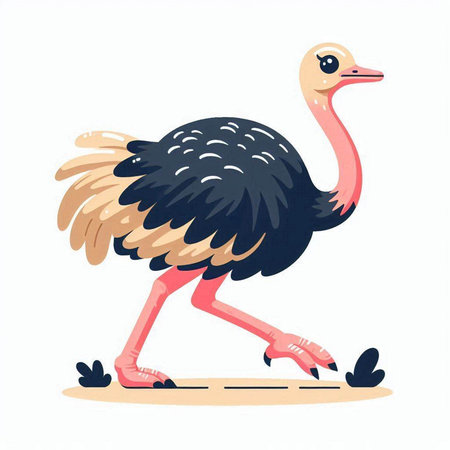 Ostrich vector illustration. Cute ostrich isolated on white background.のイラスト素材