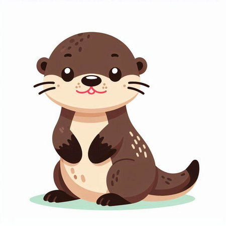 Cute cartoon otter. Vector illustration isolated on white background.のイラスト素材