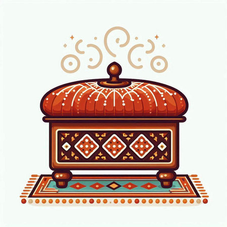 Illustration of a casket with a pattern on a white backgroundのイラスト素材