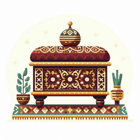 Casket with ornaments. Vector illustration in cartoon style.のイラスト素材