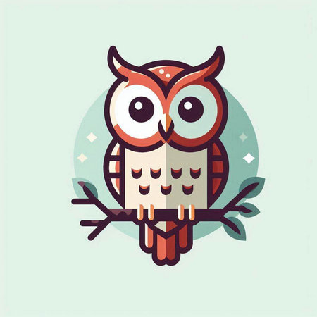 Owl vector illustration. Cute cartoon character. Flat design.のイラスト素材
