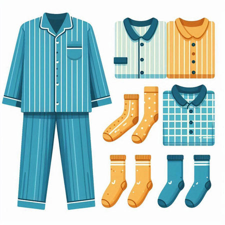Pajamas set. Isolated on white background. Vector illustration.のイラスト素材