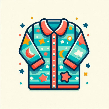 Vector illustration of a sweater with stars and moon on a light background.のイラスト素材