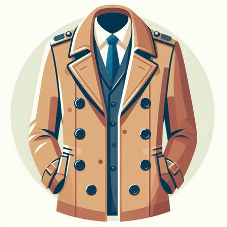 Men's coat in retro style. Vector illustration on white background.のイラスト素材