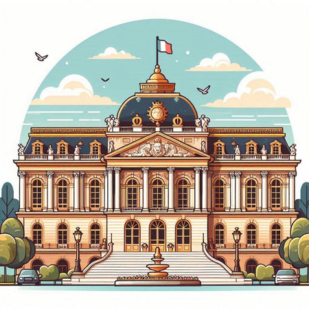Building of the Ministry of Foreign Affairs of Ukraine. Vector illustration.のイラスト素材