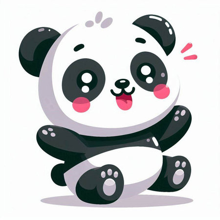 Cute cartoon panda. Vector illustration isolated on white background.のイラスト素材