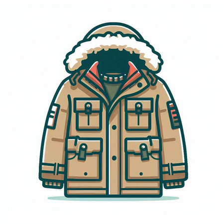 Vector illustration of a winter jacket isolated on white background. Cartoon style.のイラスト素材