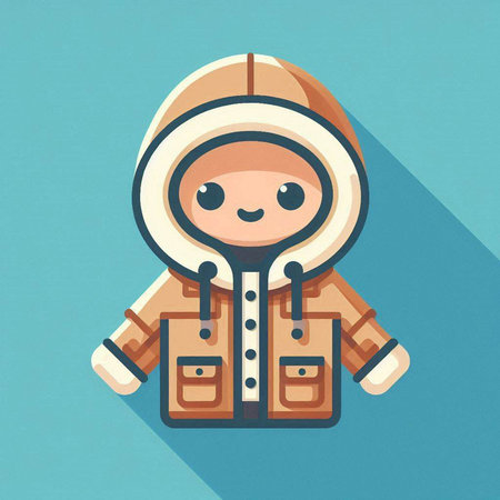 Cute cartoon astronaut with long shadow on blue background. Vector illustration.のイラスト素材