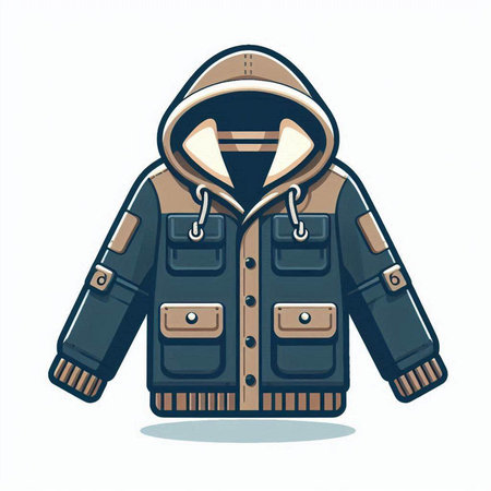 Winter jacket isolated on white background. Vector illustration in cartoon style.のイラスト素材