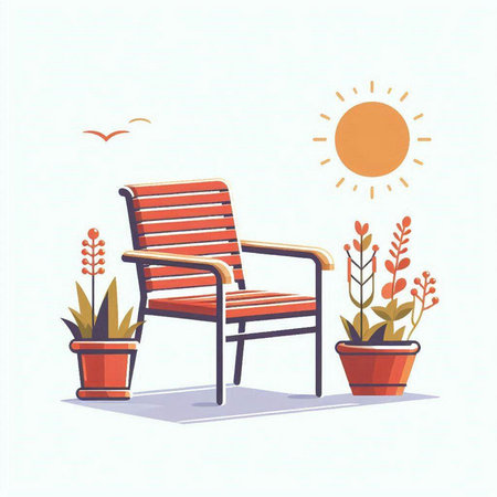 Relaxing chair in the garden. Vector illustration in flat styleのイラスト素材